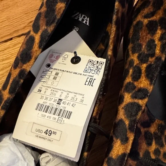 Zara Leopard Print Women's Flats 39 - Picture 3 of 4